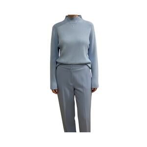 Karen Scott Peony Blue Ribbed Turtleneck Size M